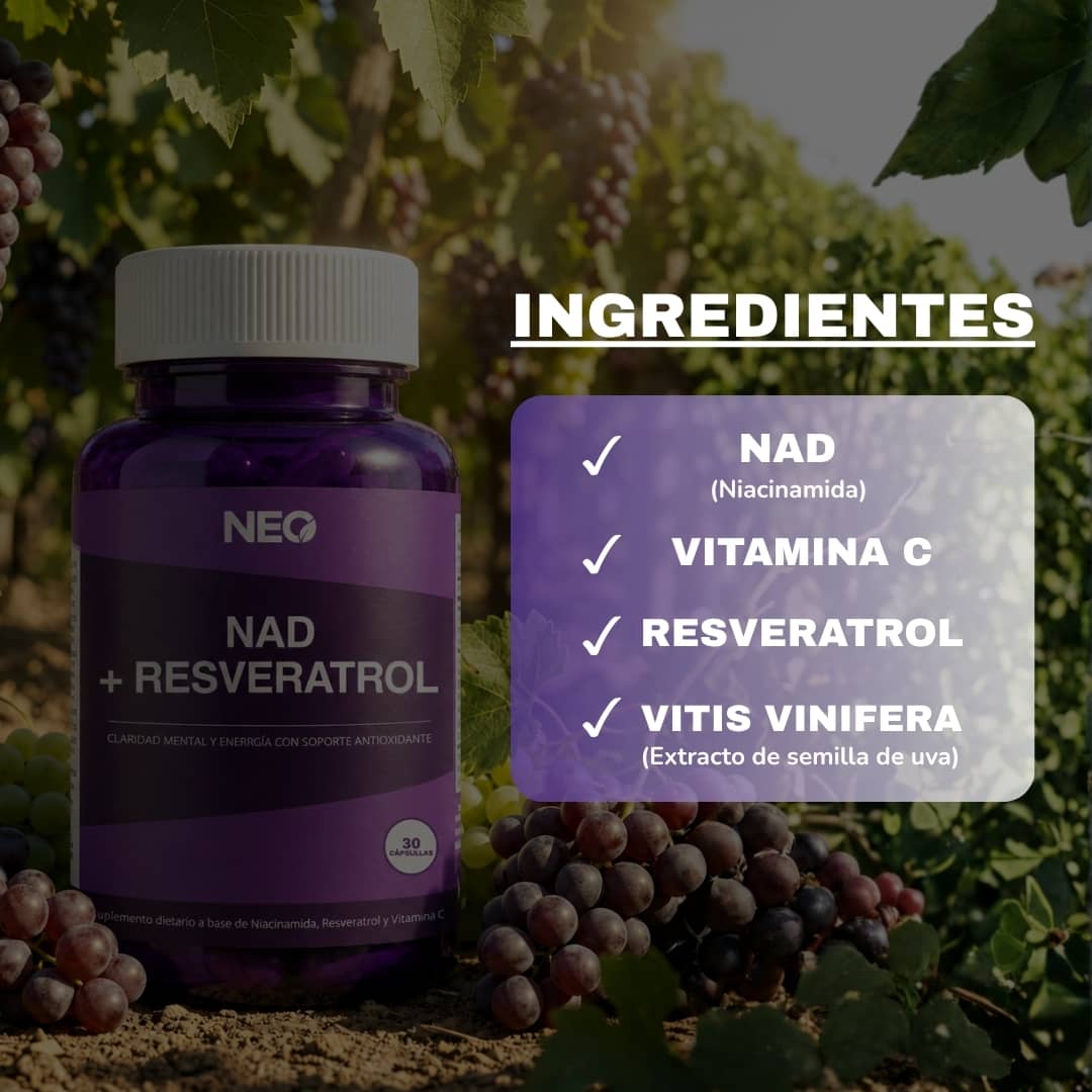 NAD+RESVERATROL - SUPLEMENTO ANTIEDAD